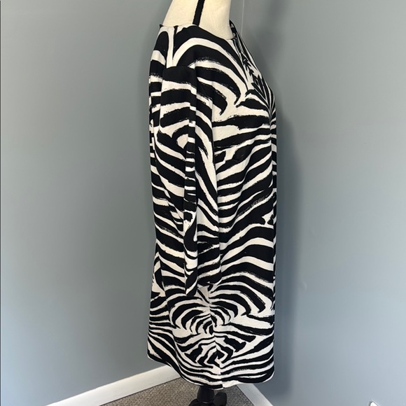 H&M Women’s Black/White Zip Back 3/4 Sleeve Sheath Dress Sz L - Picture 3 of 6